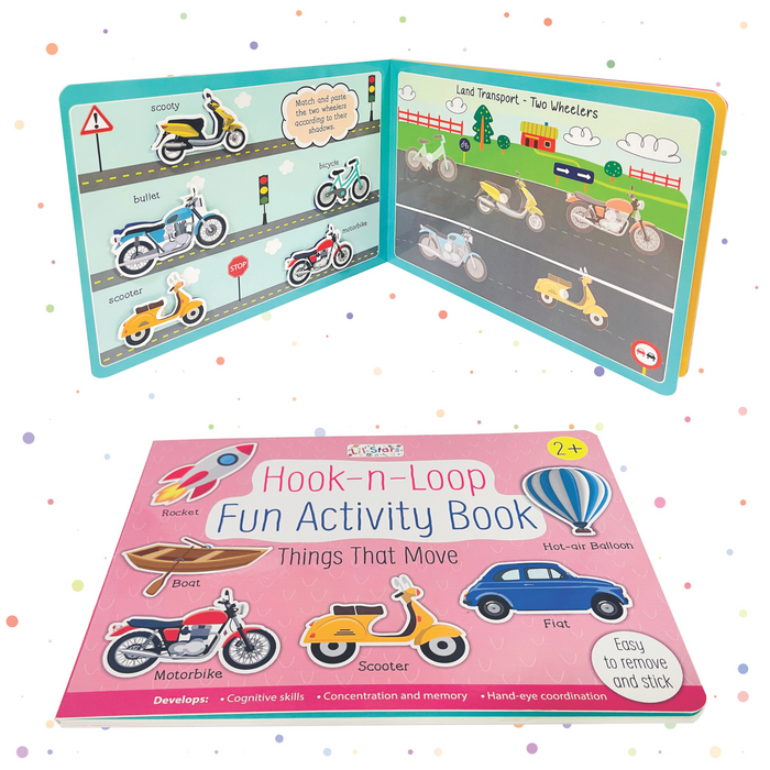 Hook n Loop Fun Activity Box - Things That Move - Velcro Books