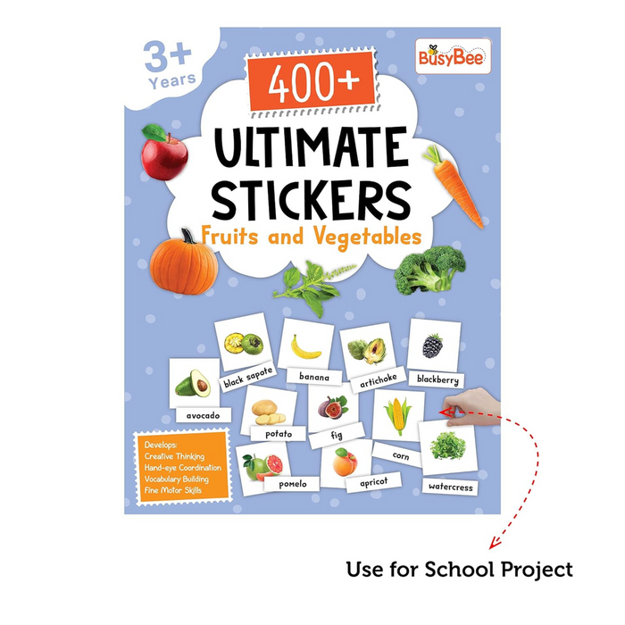 Pegasus 1200+ Ultimate Stickers Books (Set of 3) - Fruits and Vegetables, Animal and Birds, Things That Move