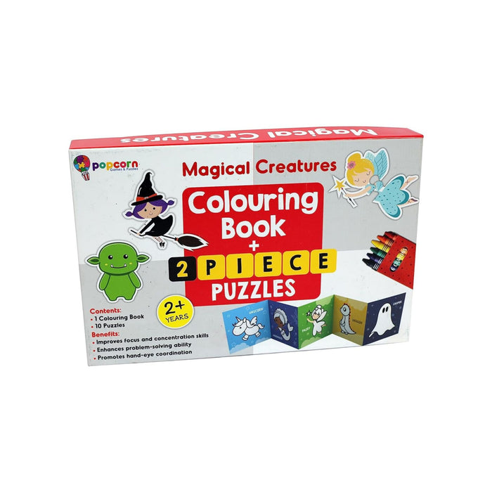 Magical Creations Colouring Book with 2 Piece Puzzles & Crayons