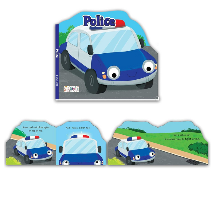 Set of 3 Emergency Transport Vehicles Shaped Board Books (Ambulance, Fire Engine & Police)