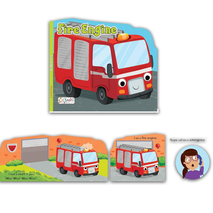 Set of 3 Emergency Transport Vehicles Shaped Board Books (Ambulance, Fire Engine & Police)