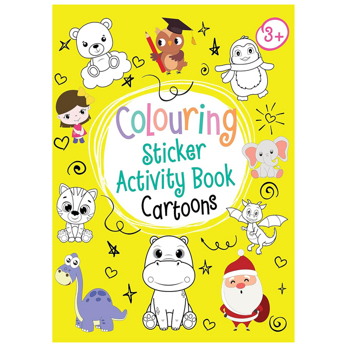 Cartoon Activity Sticker Cartoons Neon Colouring Sticker Activity Book — pegasusforkids