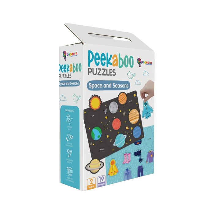 Popcorn Games & puzzles - Peekaboo Space and Seasons Puzzles - 2 Boards & 19 Pieces