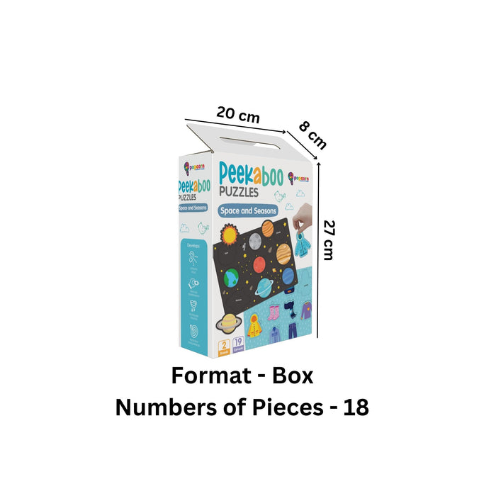 Popcorn Games & puzzles - Peekaboo Space and Seasons Puzzles - 2 Boards & 19 Pieces