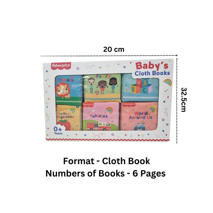 Baby's Cloth Book set of 6 - Animals, Family,Toys, Fruits & Veg.., Vehicles , World Ar..