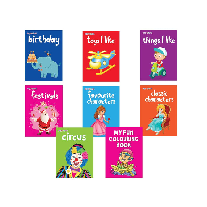 Set of 8 Copy Colour Colouring Books for 2+ Year Old Kids