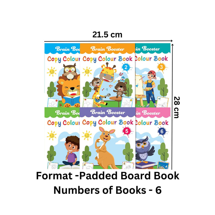 Set of 6 Brainbooster Copy Colour Book for Kids Paperback