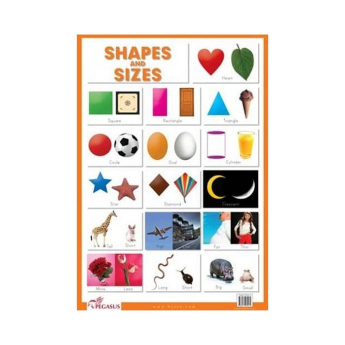 Shapes and Sizes Reference Poster, Early learning Shapes and Sizes charts for childrens