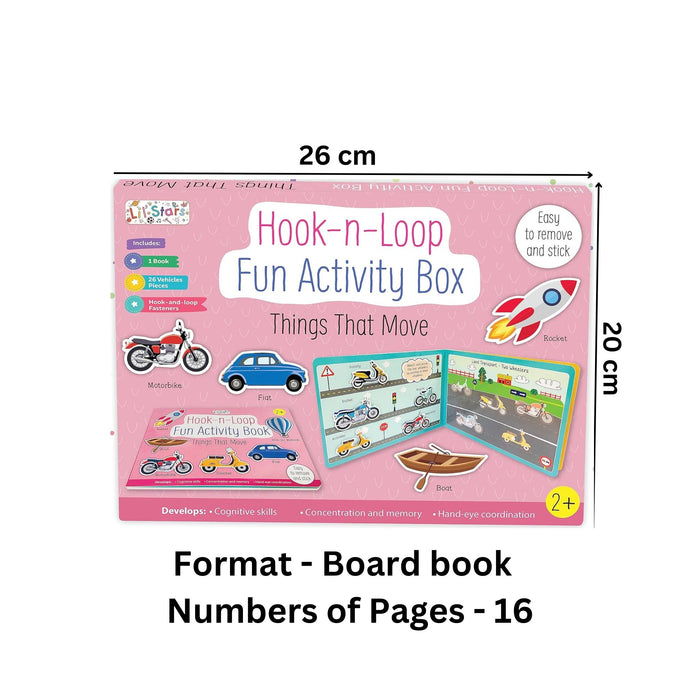 Hook n Loop Fun Activity Box - Things That Move - Velcro Books