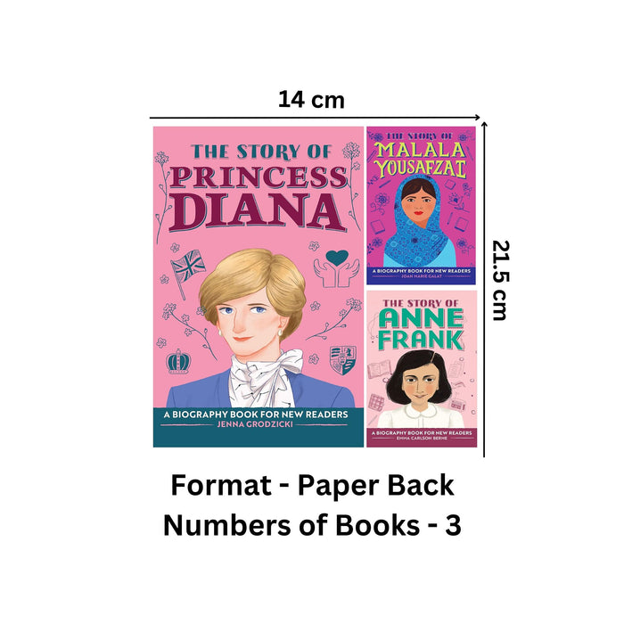 Inspiring Story Book of Anne Frank, Princess Diana and Malala Yousafzai (Set of 3 Books) for Children