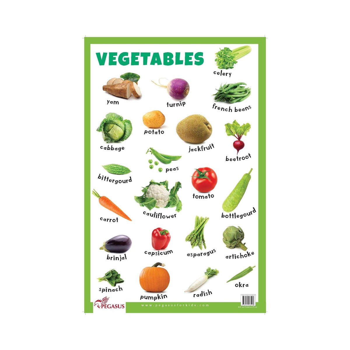 Vegetables Thick Laminated Primary Chart Pegasusforkids