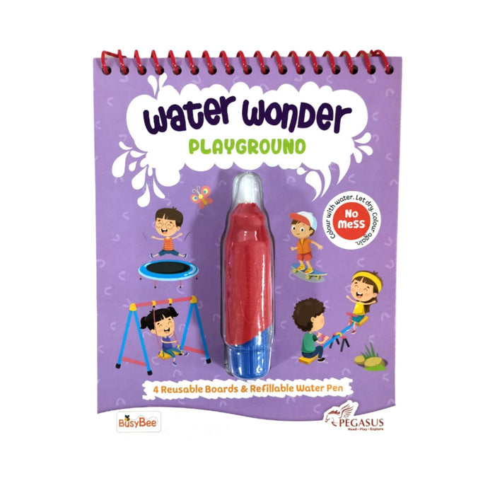 Reusable Magic Water Wonder Coloring Book For Kids- (Playground Theme | 4 Reusable Coloring & Activity Boards | 1 Refillable Water Pen)
