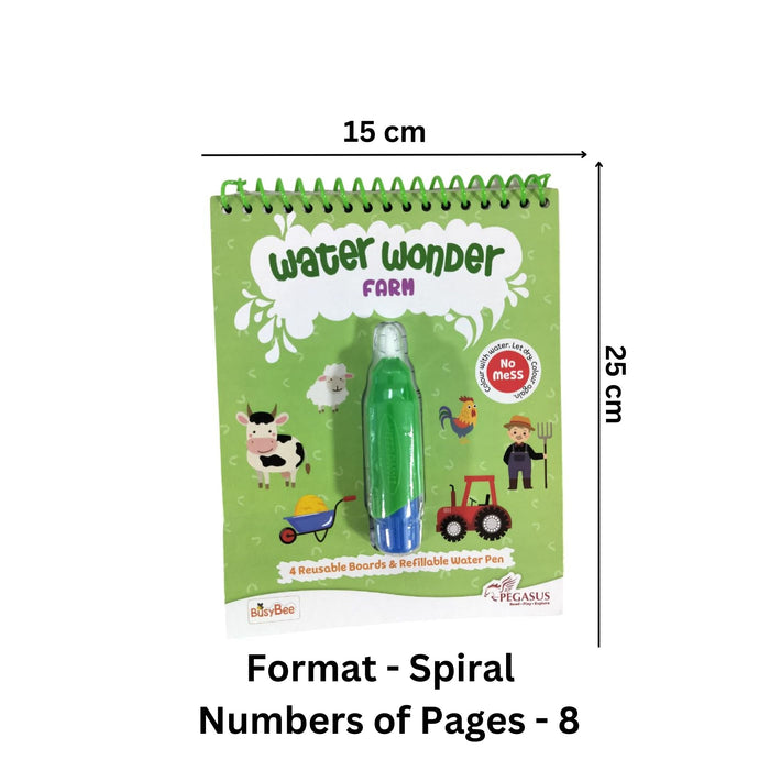 Reusable Magic Water Colouring Book - Farm Theme ( 1 Refillable Water Pen Included)