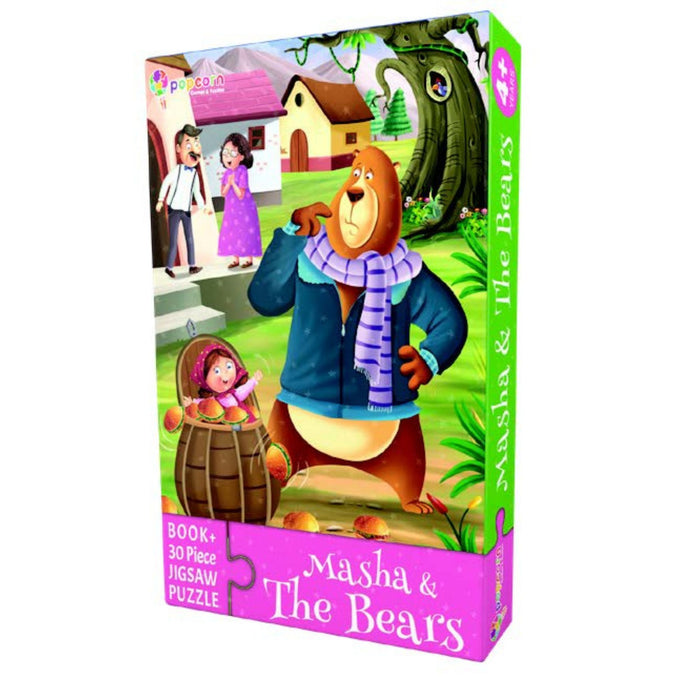 Masha & The Bears 30 Piece Jigsaw Puzzle with self-reading storybook for children.
